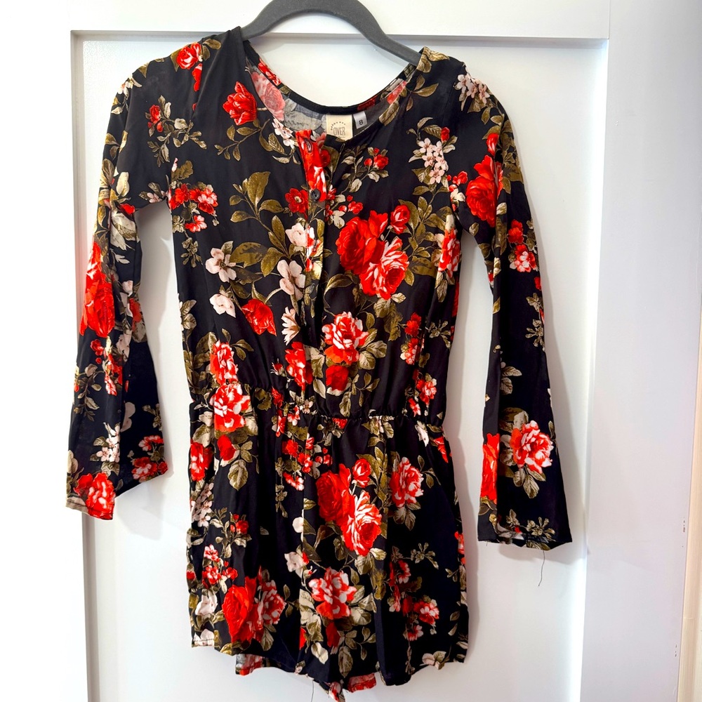 NWT Girls Floral long sleeve romper